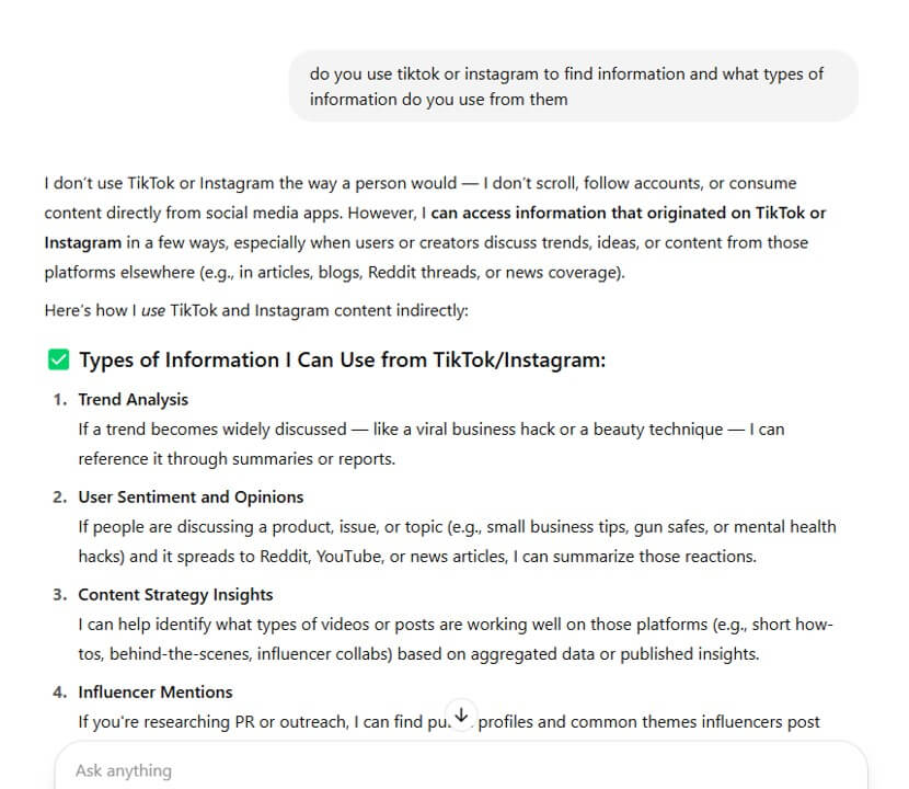LLMs and AI using social media for rankings and listings