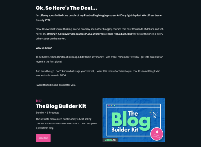 affiliate marketing landing page examples - Blog Builder Kit