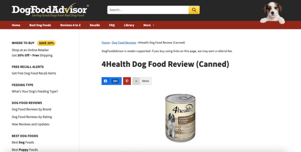 affiliate marketing landing page examples - DogFoodAdvisor