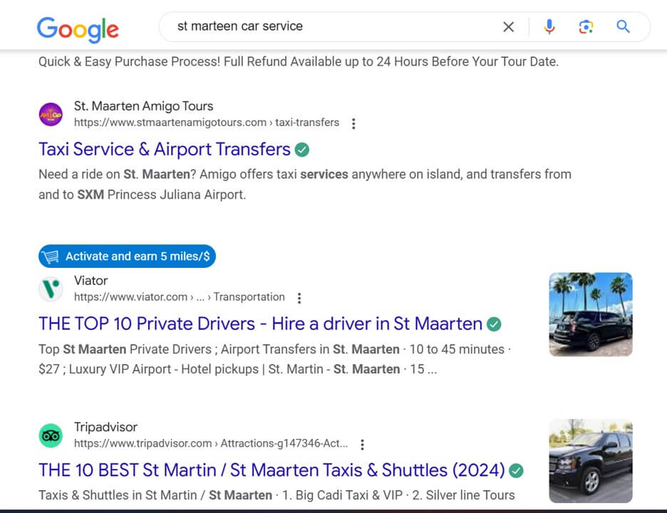 browser extension showing over search results