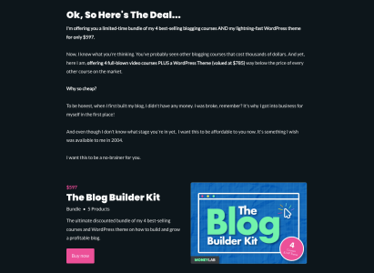 affiliate marketing landing page examples - Blog Builder Kit 