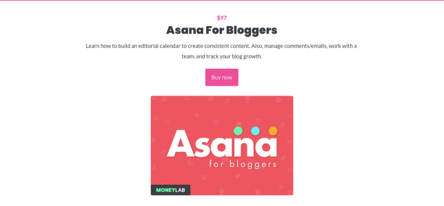 affiliate marketing landing page examples - Asana for Bloggers