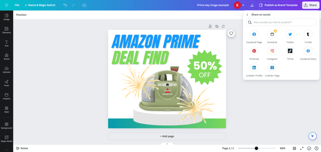 Create Amazon Prime Day images with Canva 