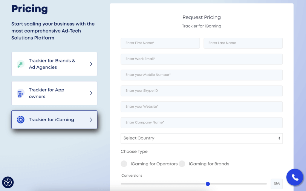 trackier pricing