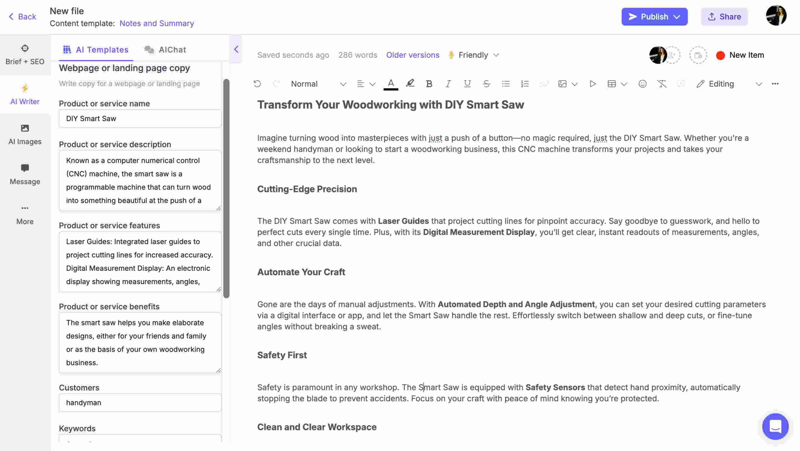 AI landing page generator