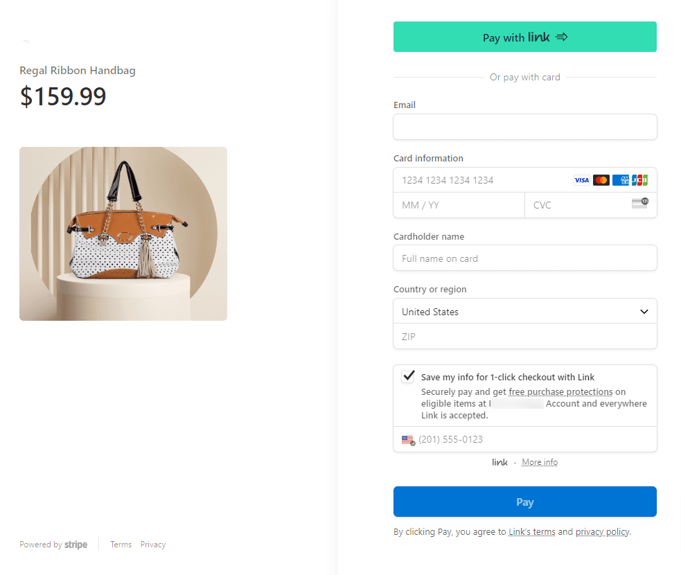 ThirstyPay™ checkout page example 