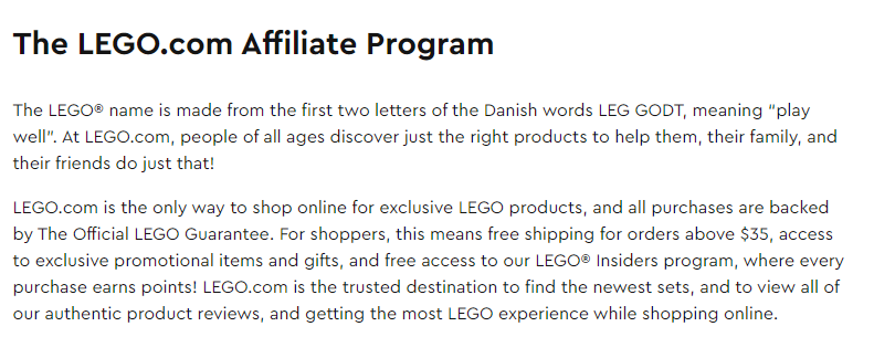 lego affiliate program 