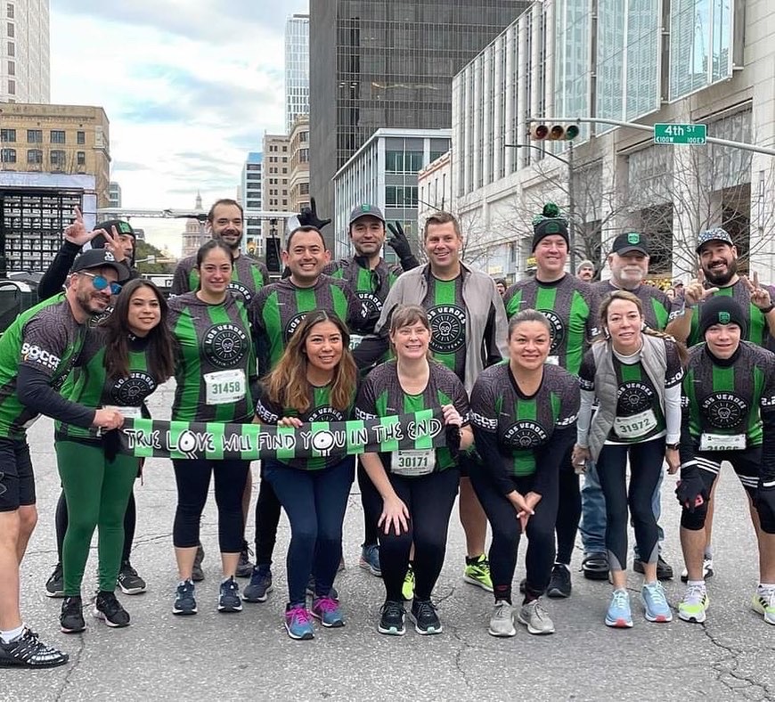 Members of Los Verdes at the Austin Marathon