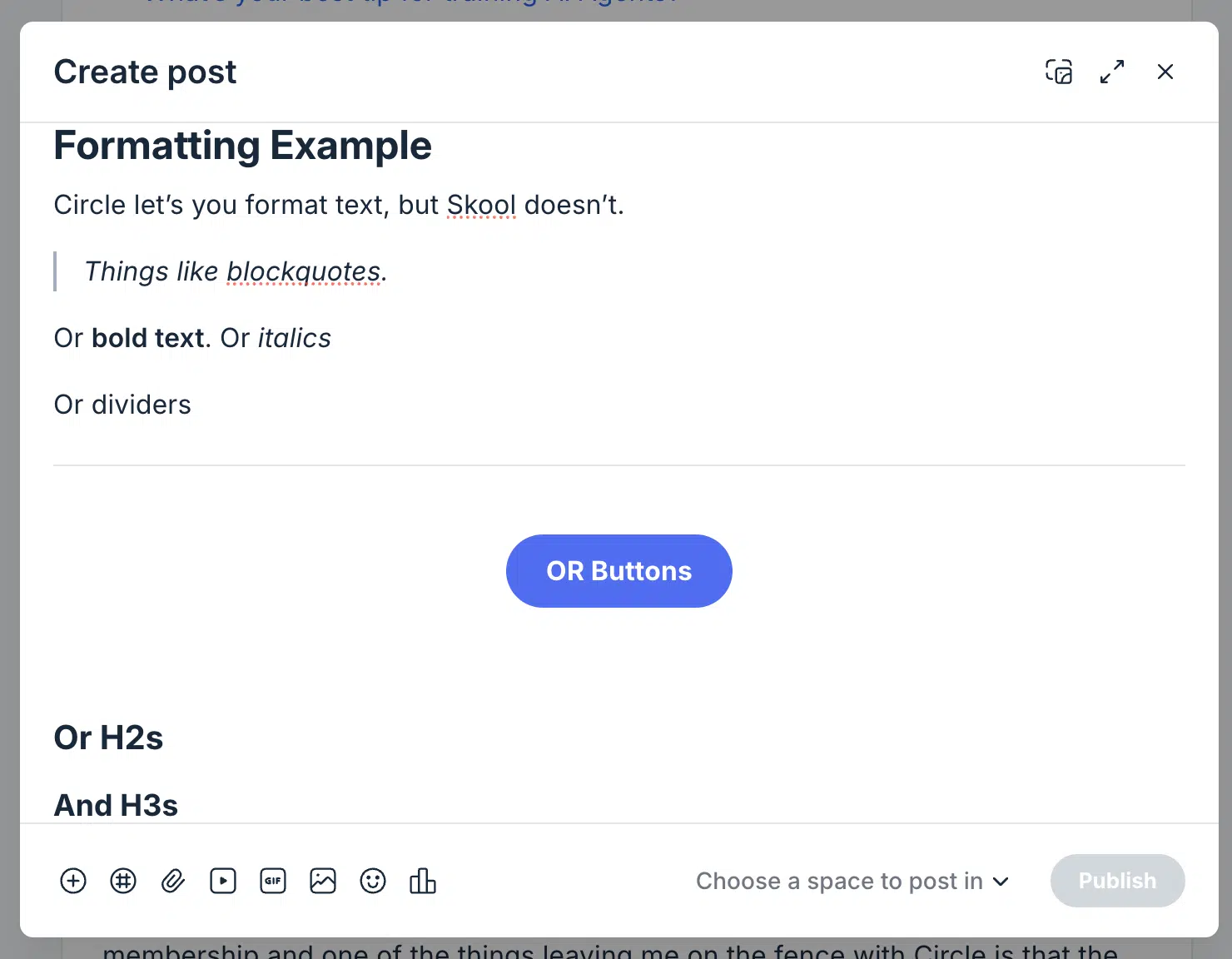 Circle rich text formatting